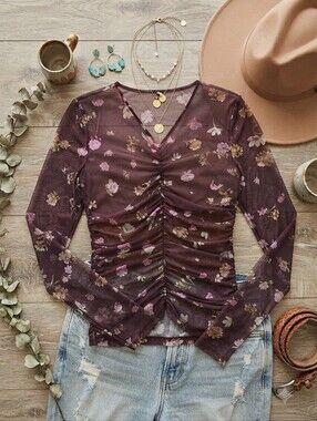 Favorite Daughter Whimsical Monet Mesh Party Top